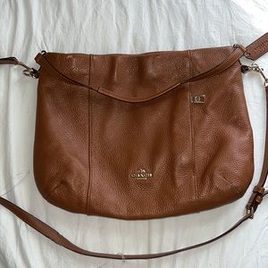 Coach brown leather large cross body purse